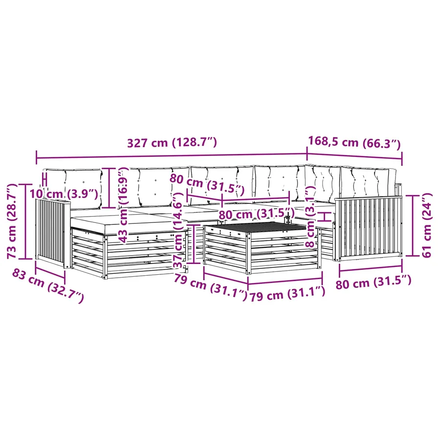 Ensemble de canapés d'extérieur 7 pc Blanc et anthracite - 8