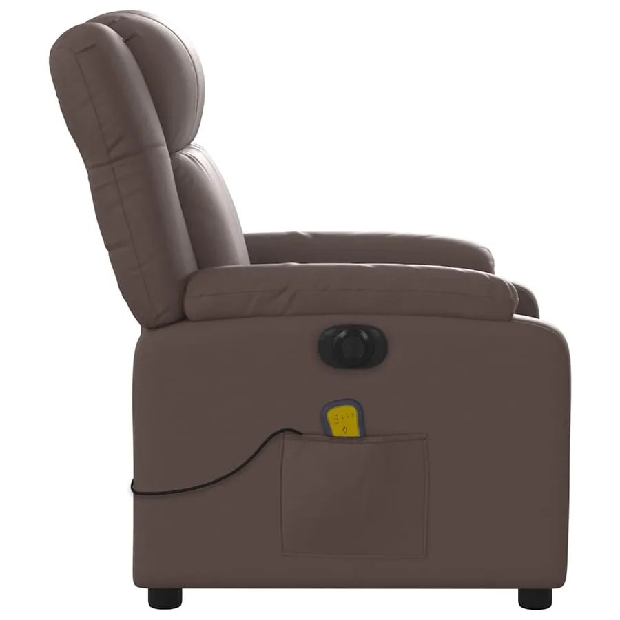 Fauteuil de massage inclinable électrique marron similicuir - 10