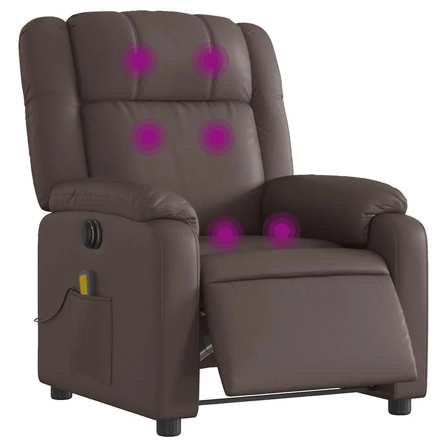 Fauteuil de massage inclinable électrique marron similicuir - 3