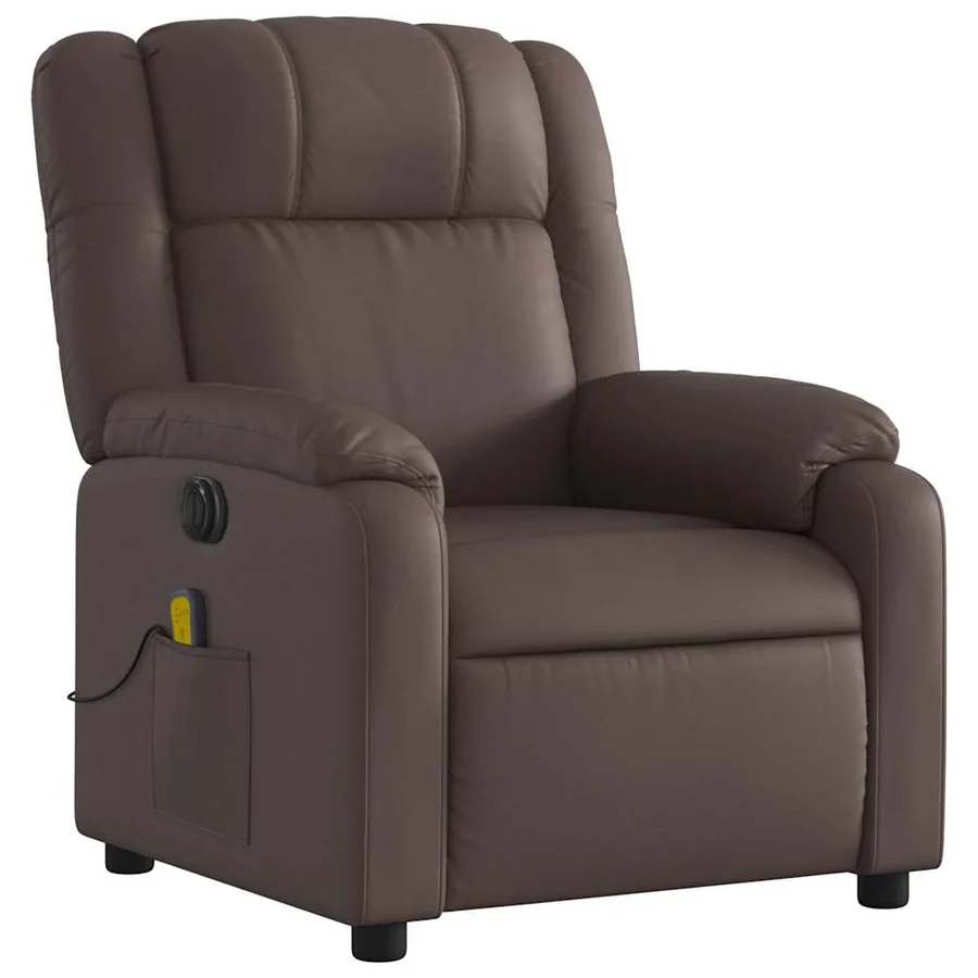 Fauteuil de massage inclinable électrique marron similicuir - 4