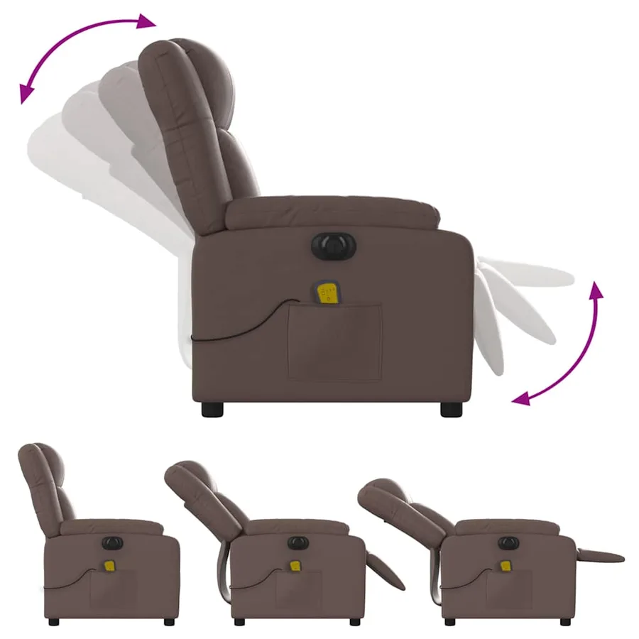 Fauteuil de massage inclinable électrique marron similicuir - 7