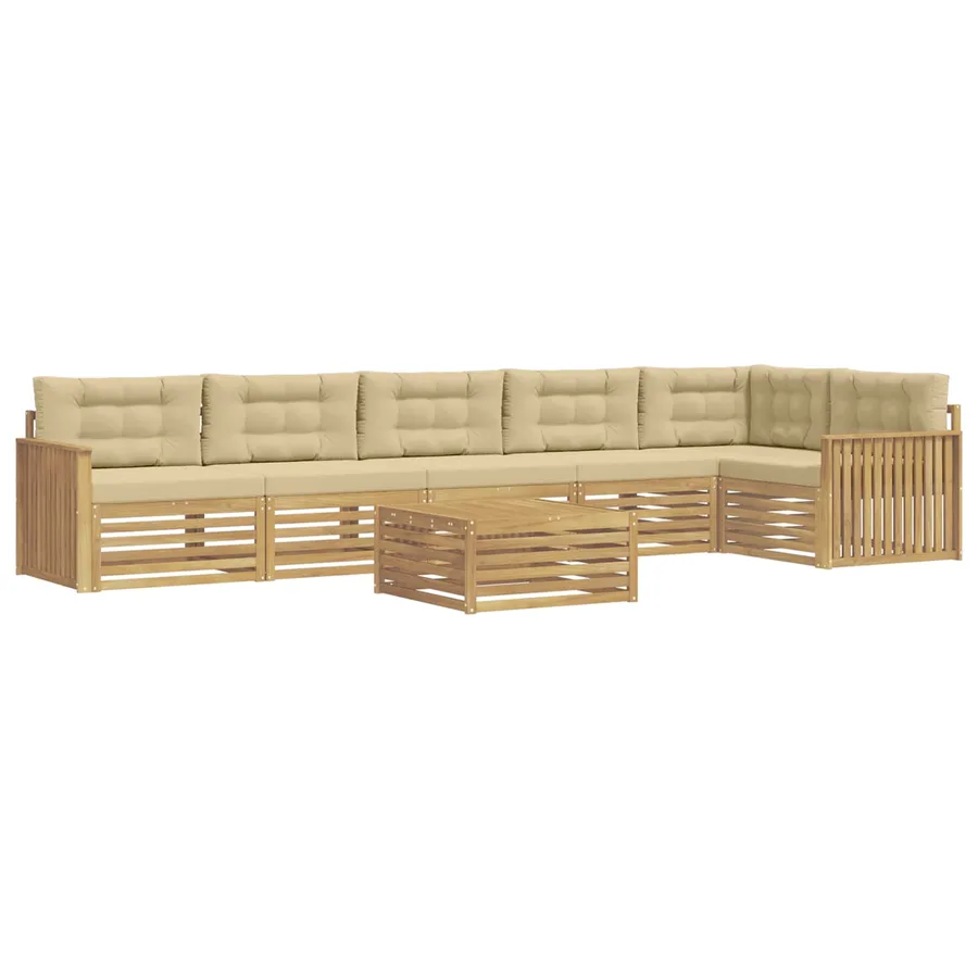 Ensemble de canapés d'extérieur 7 pc Blanc et Beige Polyester - 2