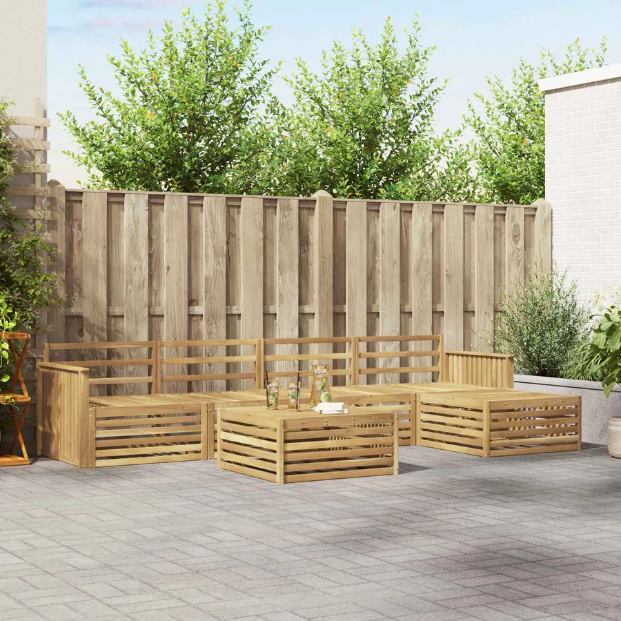 Ensemble de canapés d'extérieur 6 pc Blanc Bois d'Acacia Massif