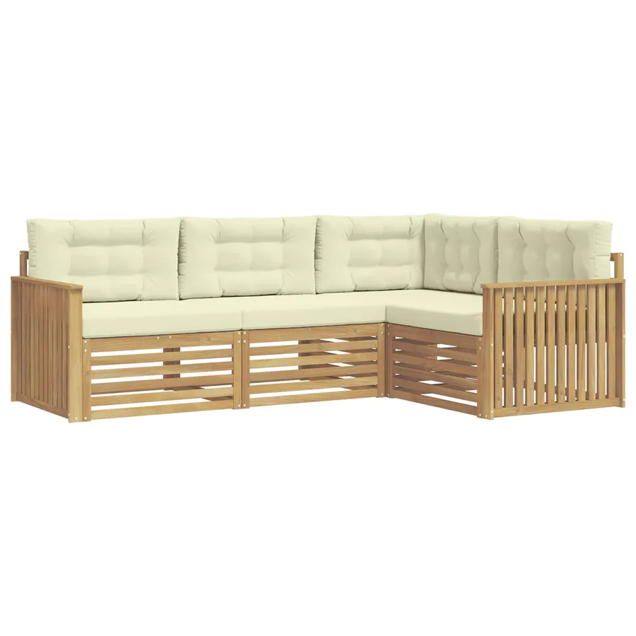 Ensemble de canapés d'extérieur 4 pc Blanc et crème Polyester - 2