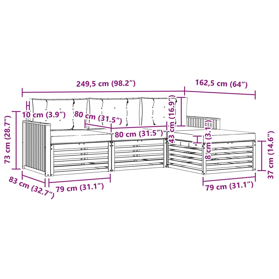 Ensemble de canapés d'extérieur 4 pc Blanc et gris clair - 6