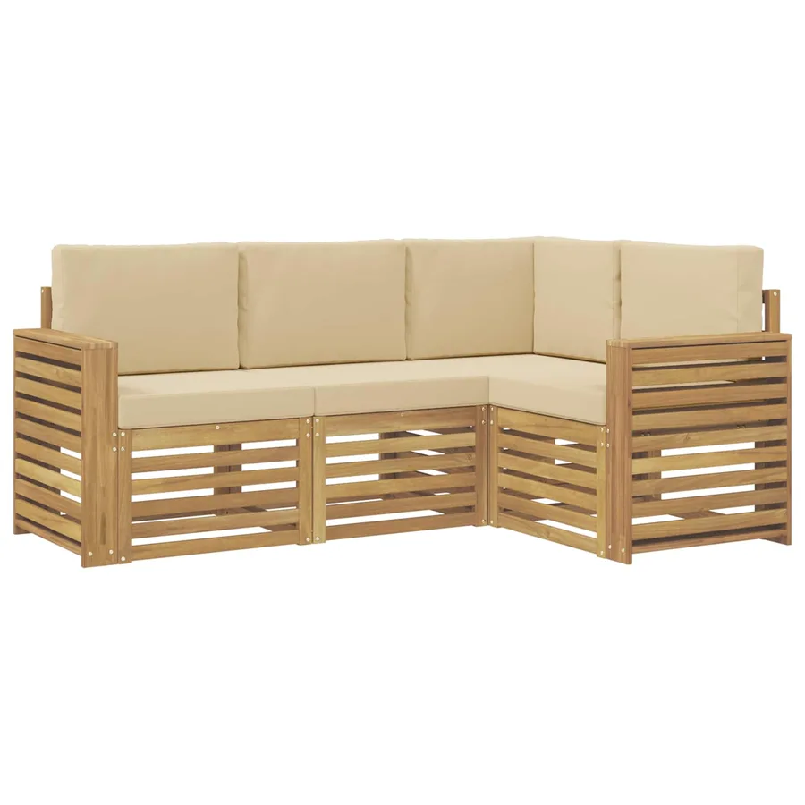 Ensembles de canapés 4 pcs Blanc et Beige 191 x 132,5 x 73 cm - 2