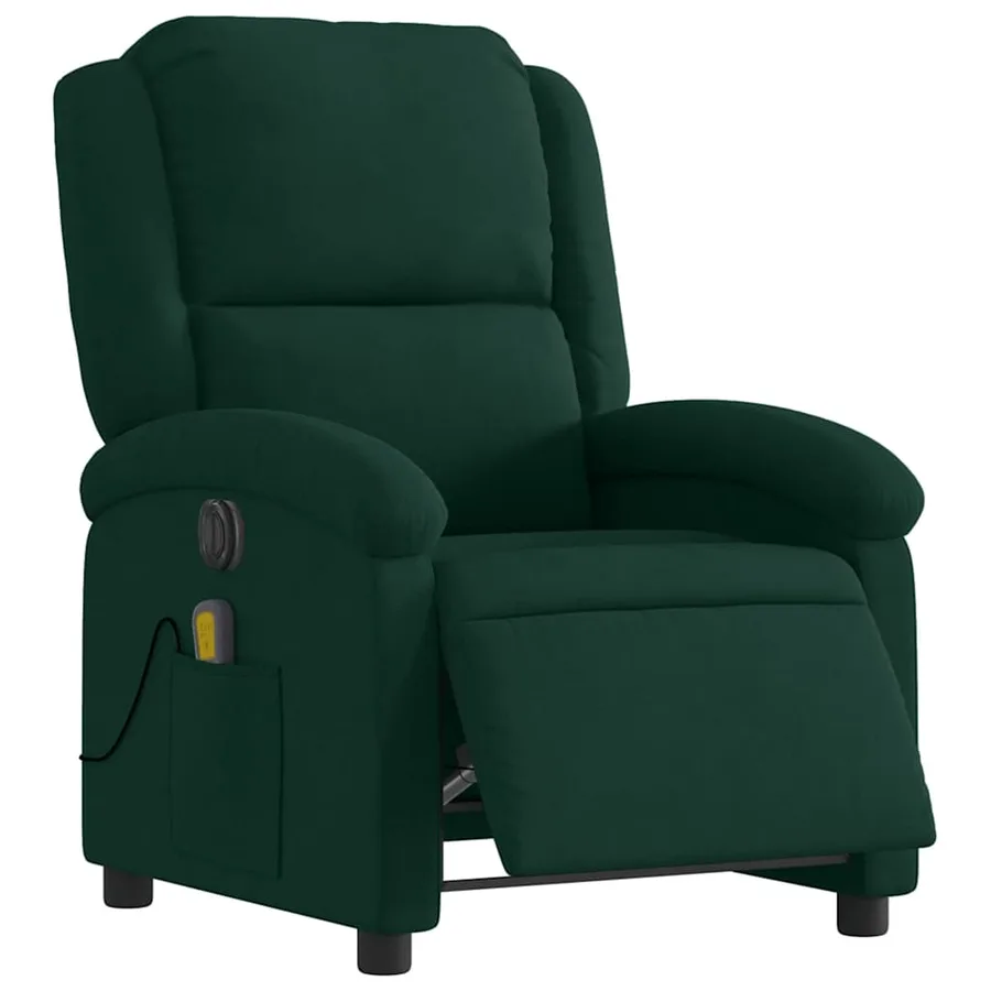 Fauteuil inclinable de massage électrique vert foncé velours - 3