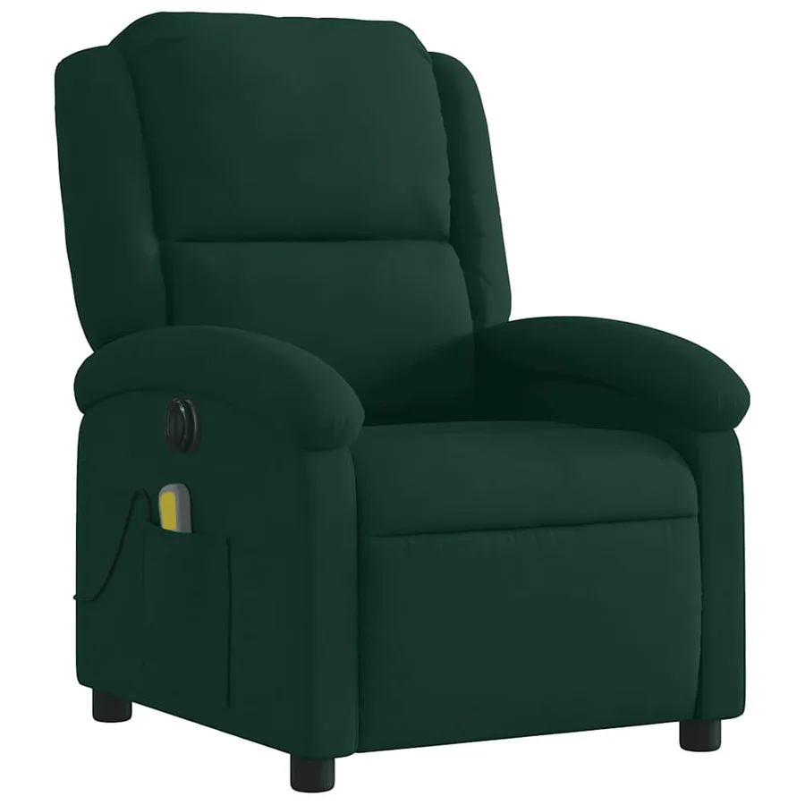Fauteuil inclinable de massage électrique vert foncé velours - 4