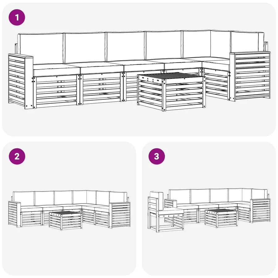 Ensemble de canapés d'extérieur 7 pcs Blanc et anthracite - 7