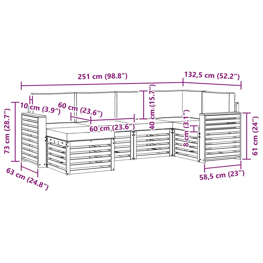 Ensemble de canapés d'extérieur 6 pcs Blanc et gris clair - 7