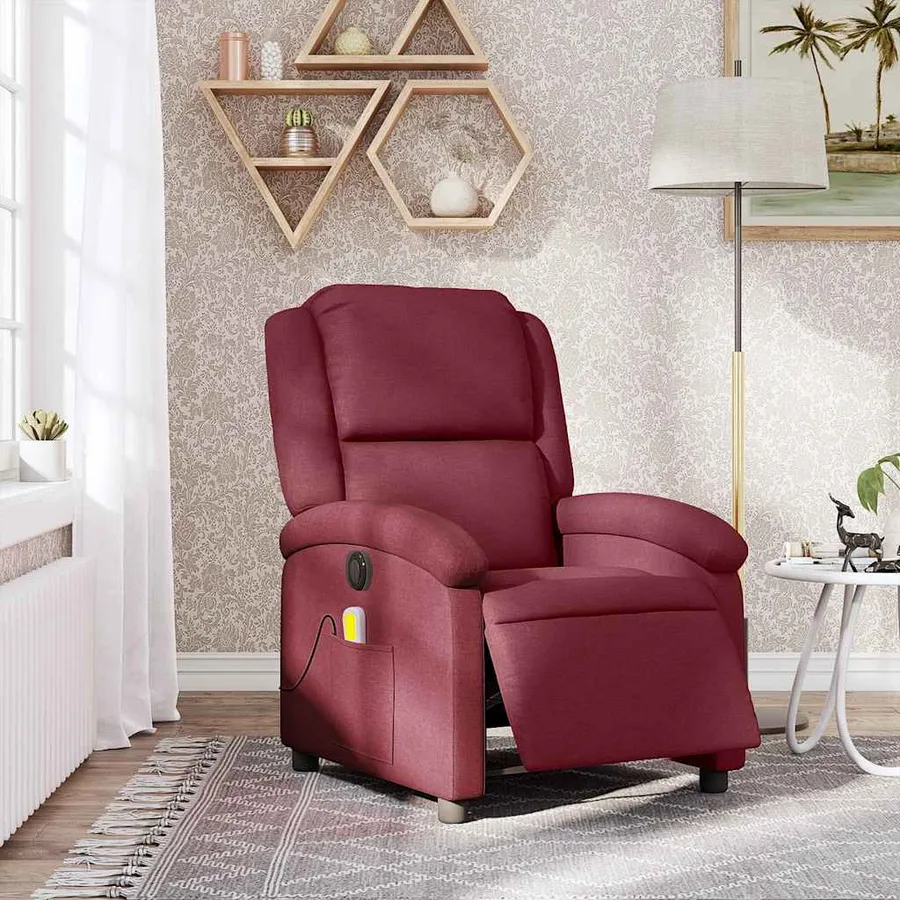 Fauteuil de massage inclinable électrique Rouge bordeaux Tissu - 16