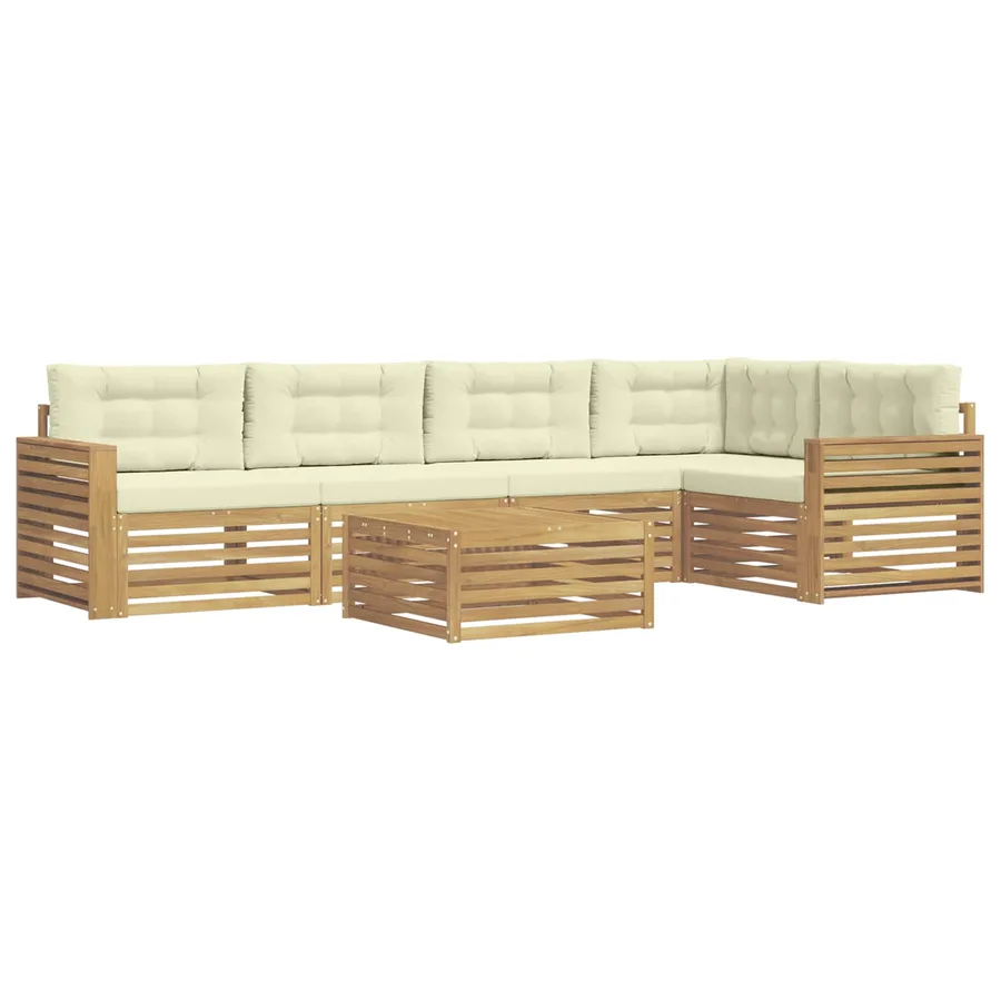 Ensemble de canapés d'extérieur 6 pc Blanc et crème Polyester - 2