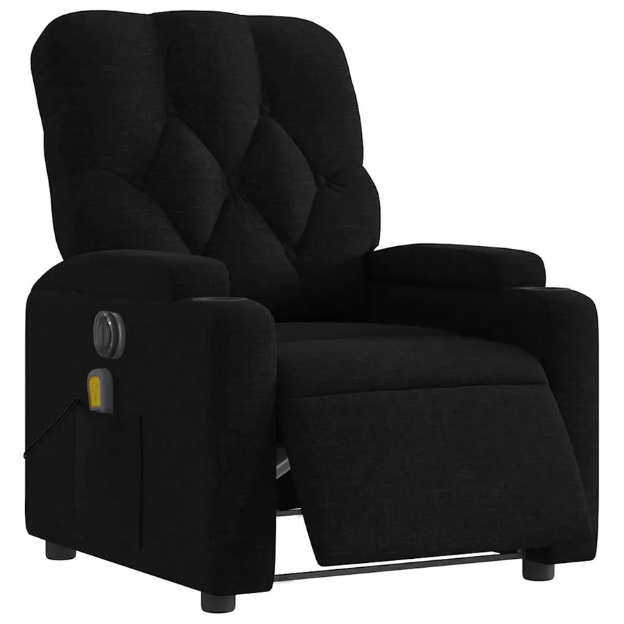 Fauteuil de massage inclinable électrique Noir Tissu - 3