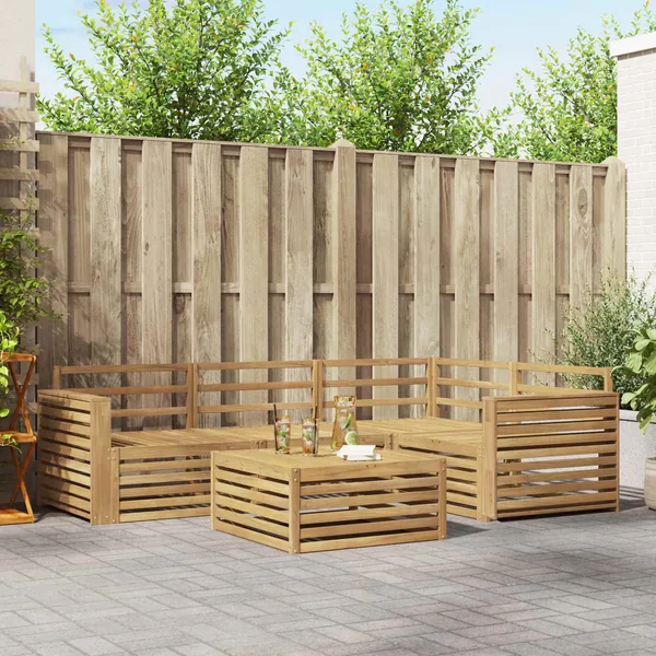 Ensemble de canapés d'extérieur 5 pc Blanc Bois d'Acacia Massif