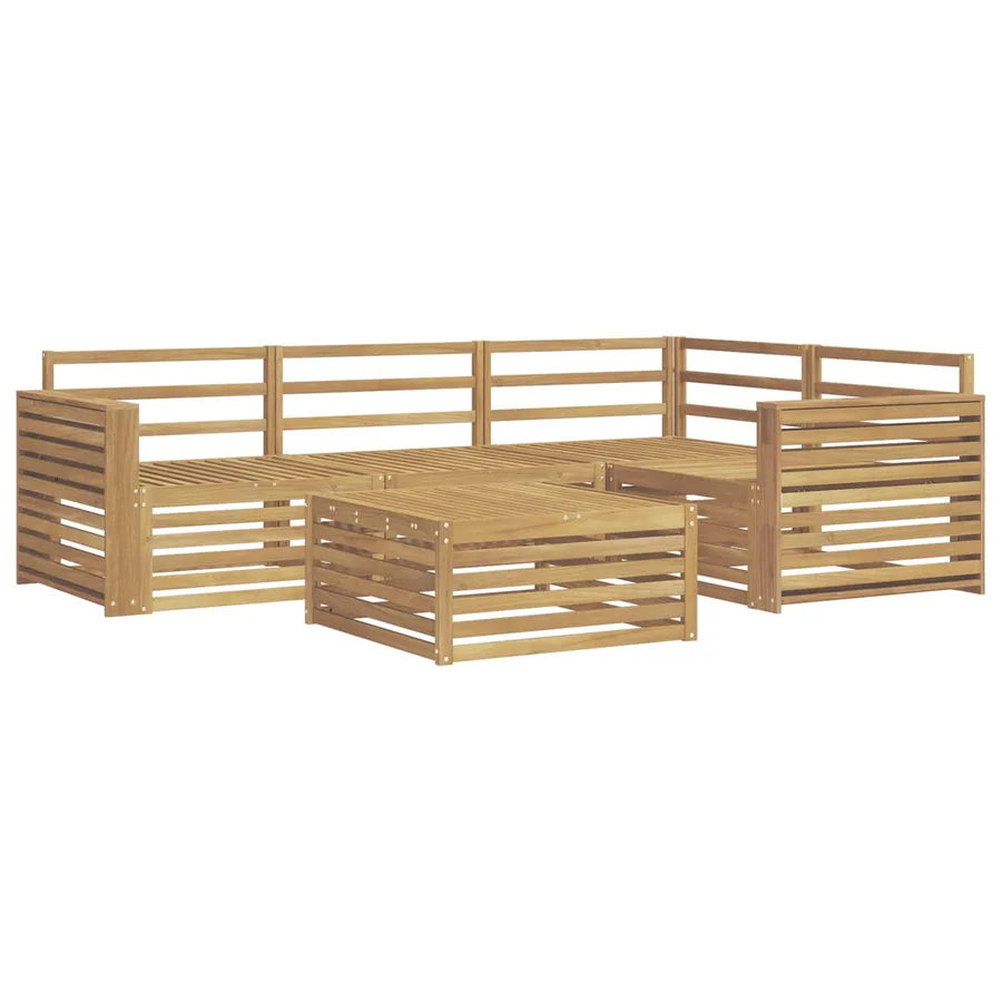 Ensemble de canapés d'extérieur 5 pc Blanc Bois d'Acacia Massif - 2