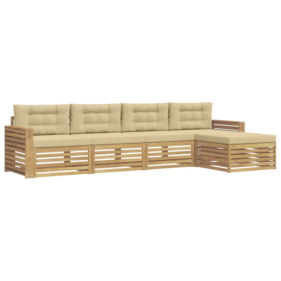 Ensemble de canapés d'extérieur 5 pc Blanc et Beige - 2
