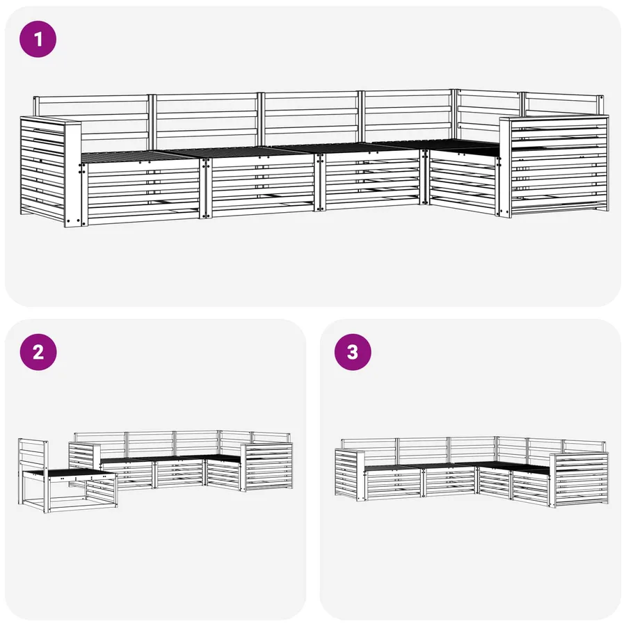 Ensemble de canapés d'extérieur 5 pc Blanc Bois d'Acacia Massif - 6