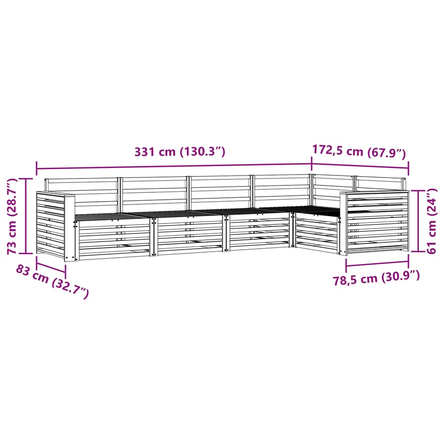 Ensemble de canapés d'extérieur 5 pc Blanc Bois d'Acacia Massif - 7