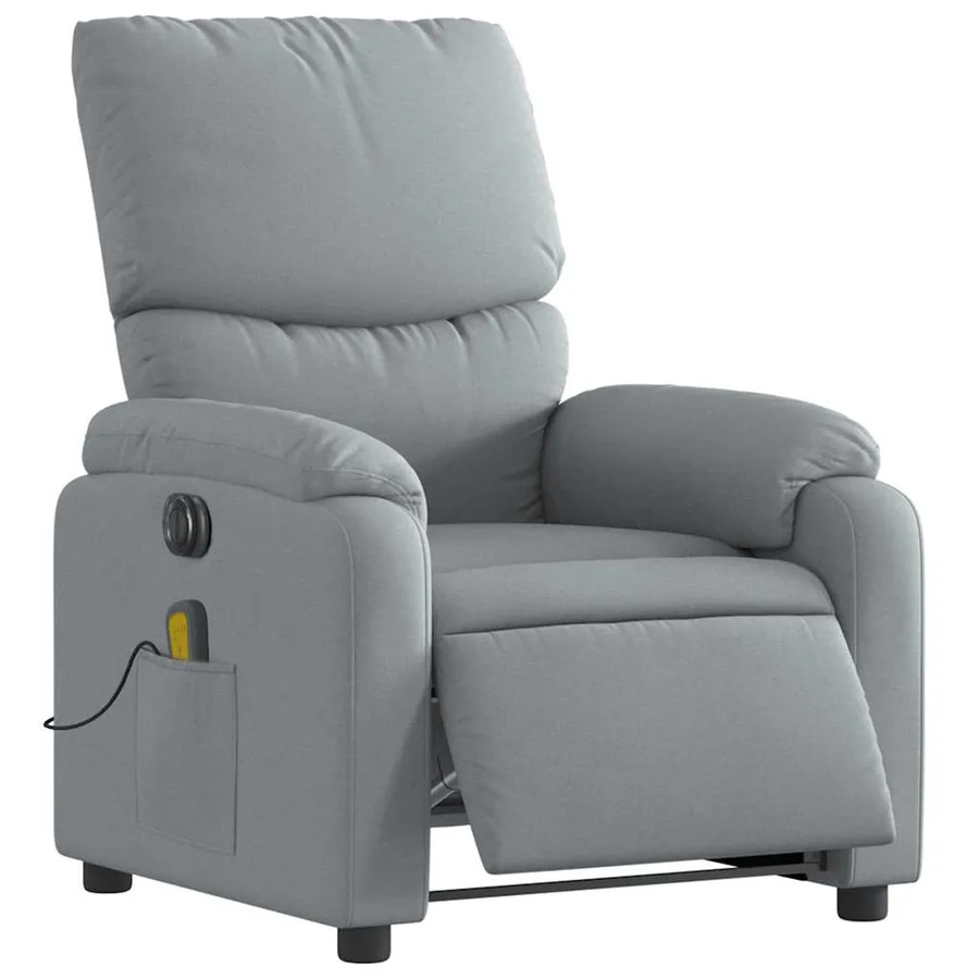 Fauteuil de massage inclinable électrique gris clair tissu - 3