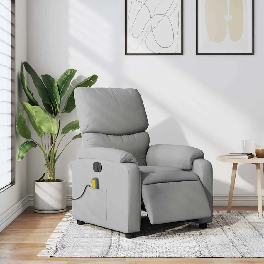 Fauteuil de massage inclinable électrique gris clair tissu - 4