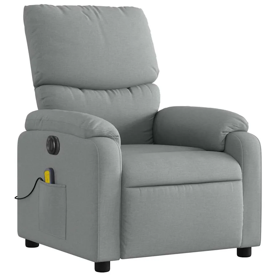 Fauteuil de massage inclinable électrique gris clair tissu - 5