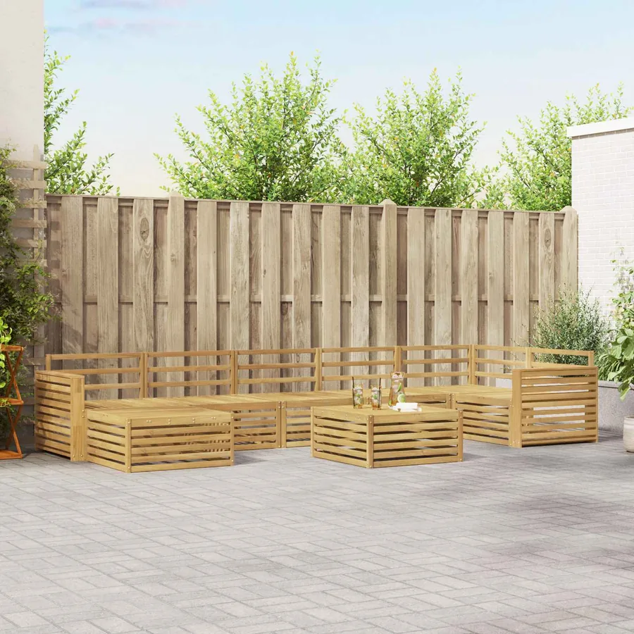 Ensemble de canapés d'extérieur 8 pc Blanc Bois d'Acacia Massif