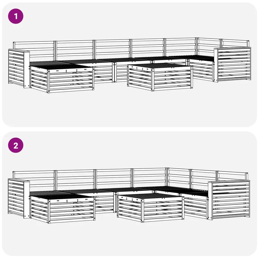 Ensemble de canapés d'extérieur 8 pc Blanc Bois d'Acacia Massif - 9