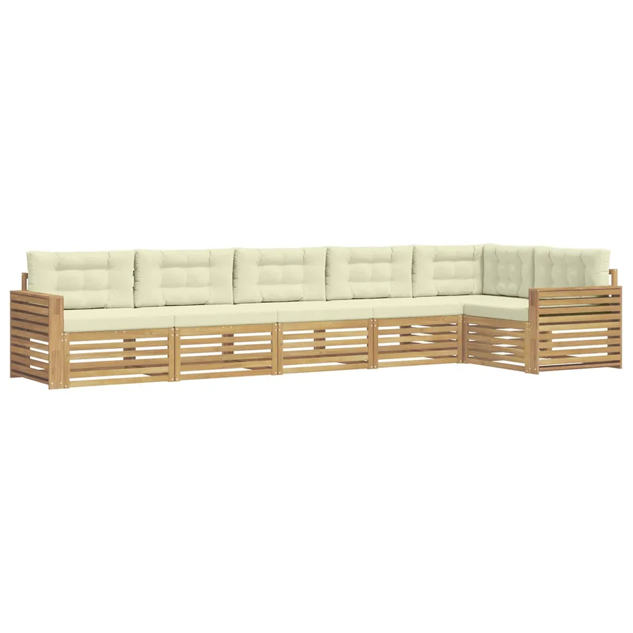 Ensemble de canapés d'extérieur 6 pc Blanc et crème Polyester - 2