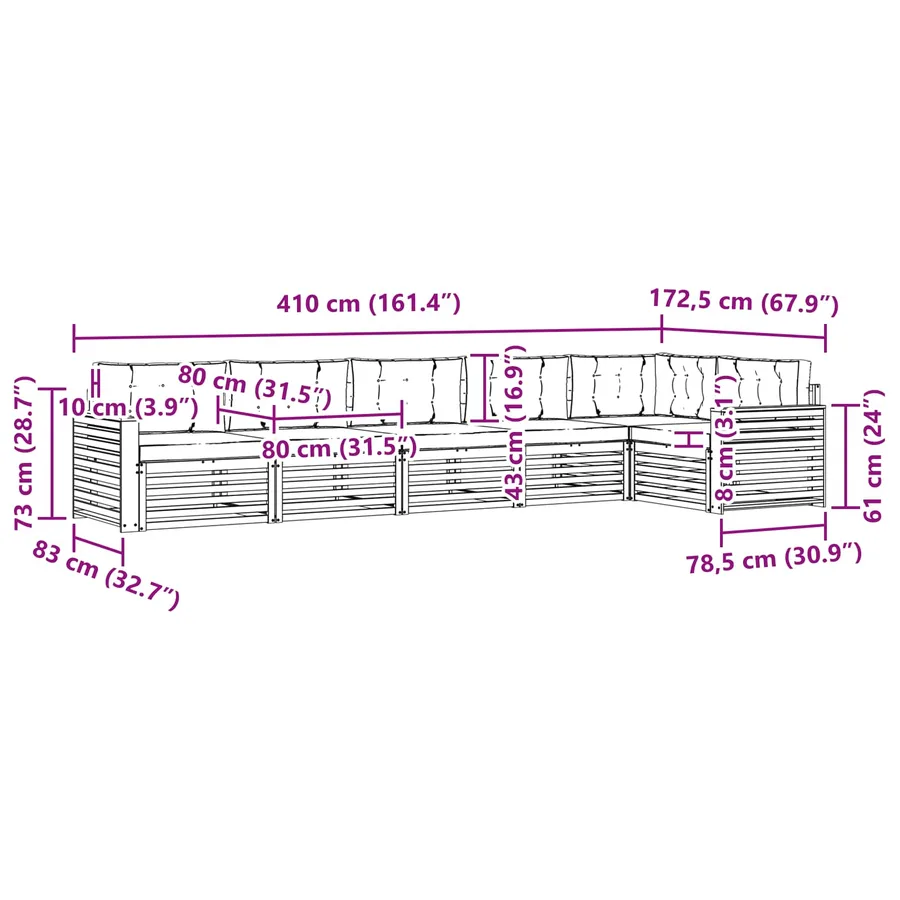 Ensemble de canapés d'extérieur 6 pc Blanc et crème Polyester - 8
