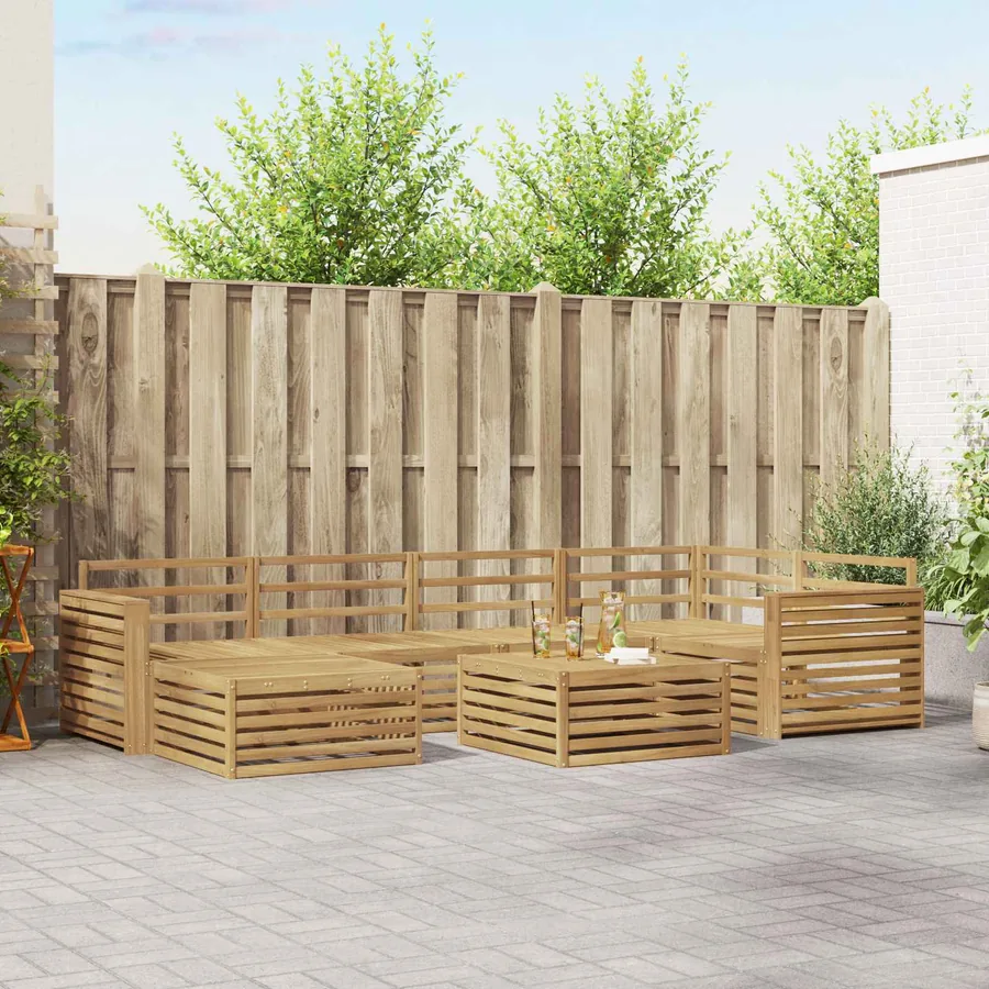 Ensemble de canapés d'extérieur 7 pc Blanc Bois d'Acacia Massif