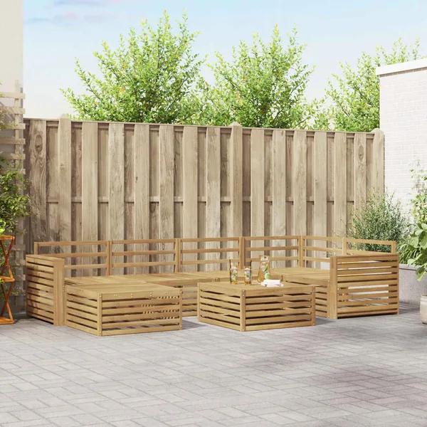 Ensemble de canapés d'extérieur 7 pc Blanc Bois d'Acacia Massif