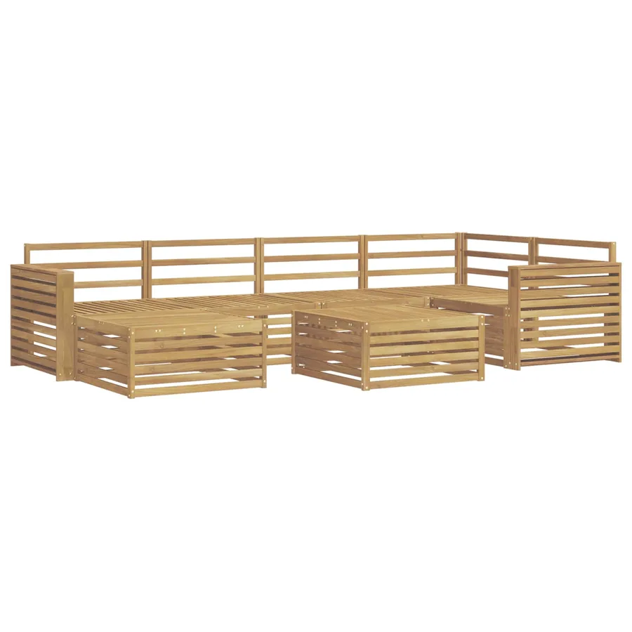 Ensemble de canapés d'extérieur 7 pc Blanc Bois d'Acacia Massif - 2