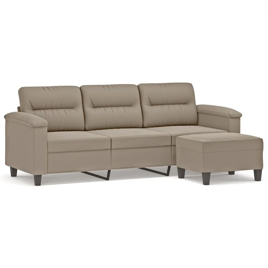 Canapé 3 places avec repose-pieds Taupe 180 cm Tissu microfibre - 2