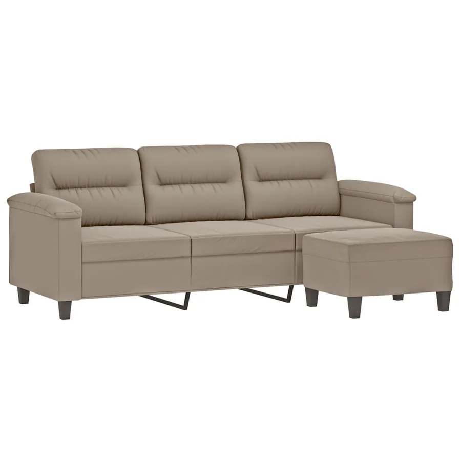 Canapé 3 places avec repose-pieds Taupe 180 cm Tissu microfibre - 3