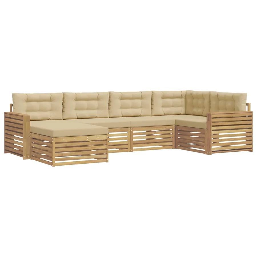 Ensemble de canapés d'extérieur 6 pc Blanc et Beige Polyester - 2