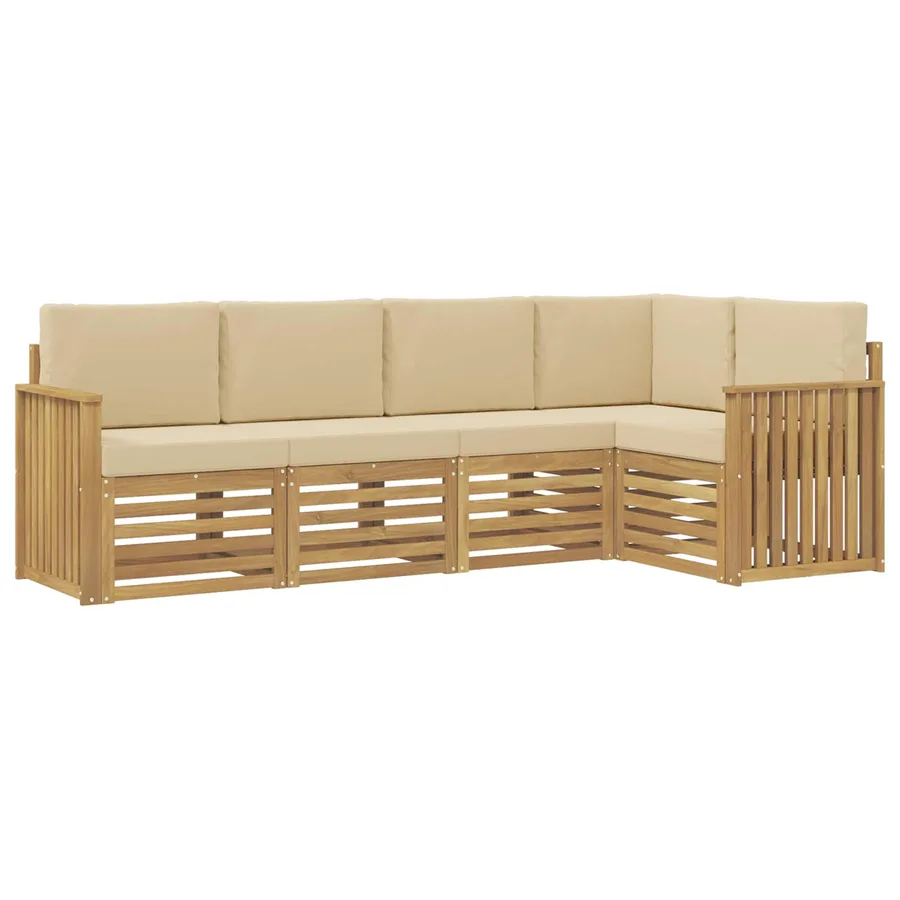 Ensemble de canapés d'extérieur 5 pcs Blanc et Beige - 2