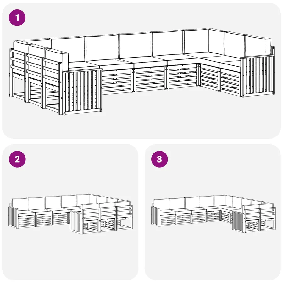 Ensemble de canapés d'extérieur 10 pcs Blanc et anthracite - 7