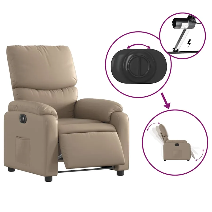 Fauteuil inclinable électrique Cappuccino Similicuir - 6