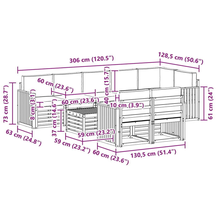 Ensemble de canapés d'extérieur 9 pcs Blanc et crème - 8