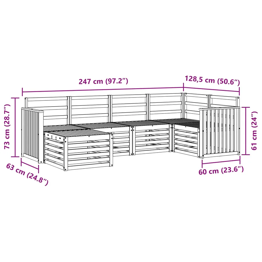Ensemble de canapés d'extérieur 6 pcs Blanc Polyester - 8