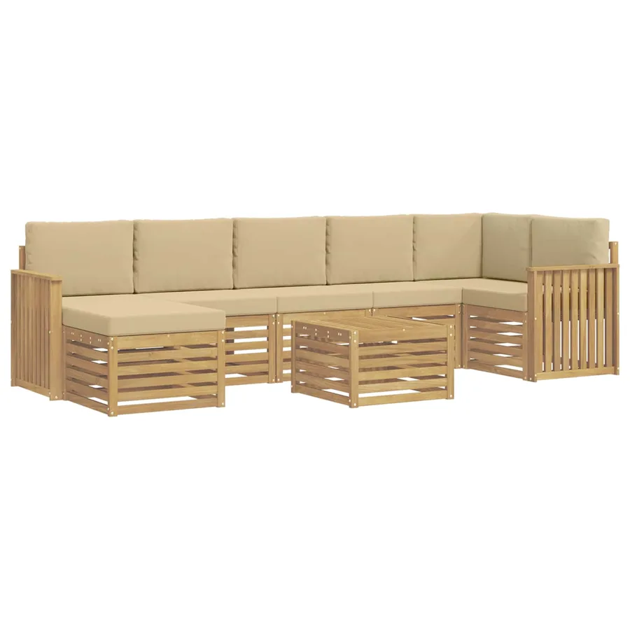 Ensemble de canapés d'extérieur 8 pcs Blanc et Beige - 2
