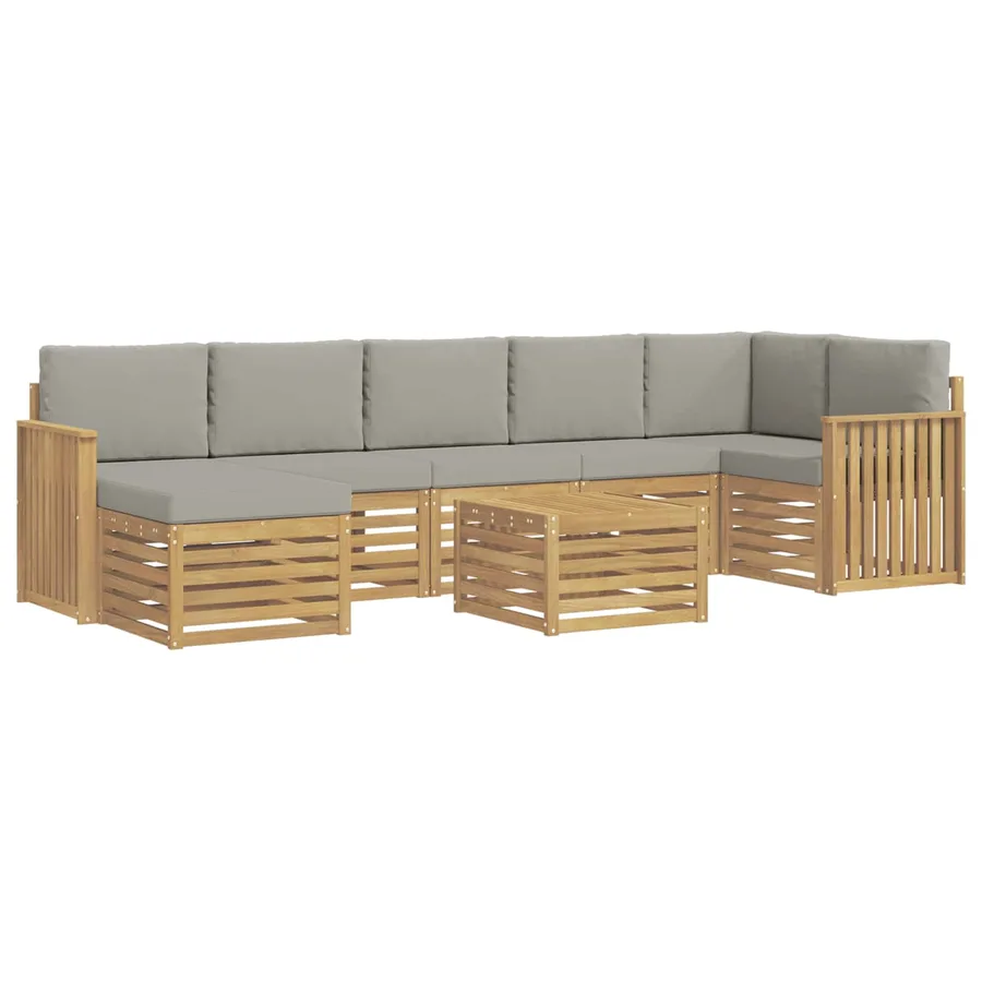 Ensemble de canapés d'extérieur 8 pcs Blanc et gris clair - 2