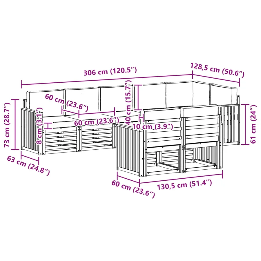 Ensemble de canapés d'extérieur 8 pcs Blanc et anthracite - 8