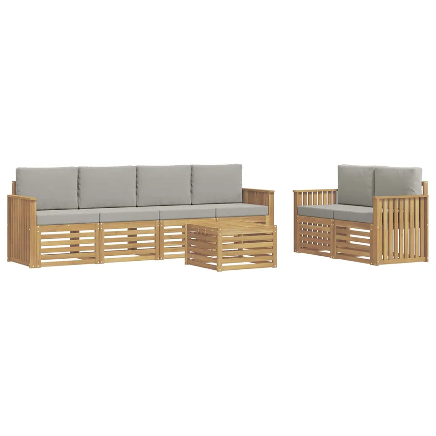 Ensemble de canapés d'extérieur 7 pcs Blanc et gris clair - 2