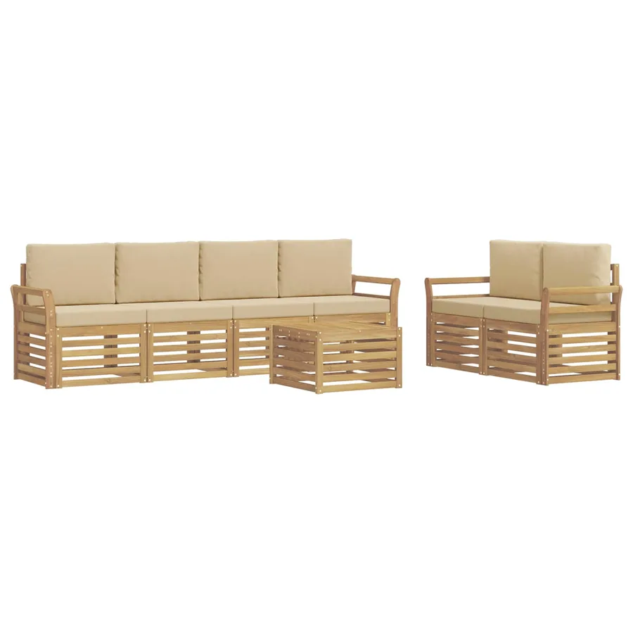 Ensemble de canapés d'extérieur 7 pcs Blanc et Beige Polyester - 2