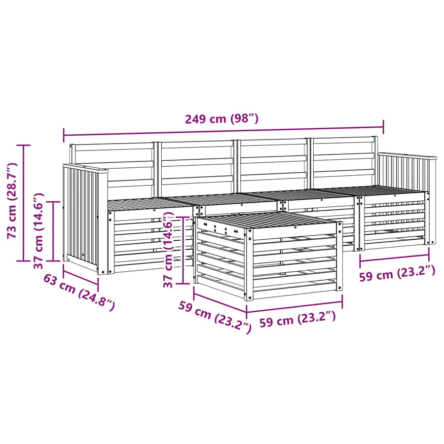 Ensemble de canapés d'extérieur 5 pcs Blanc - 7