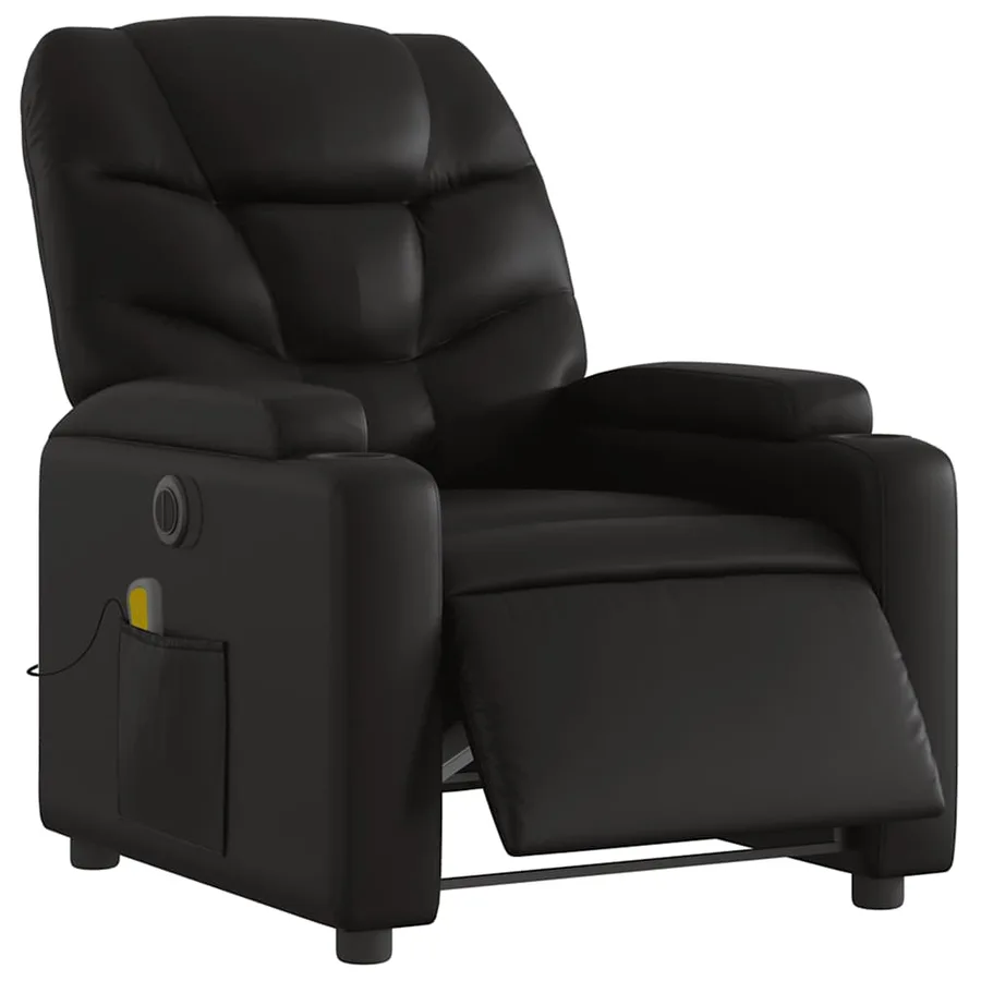 Fauteuil de massage inclinable électrique noir similicuir - 3