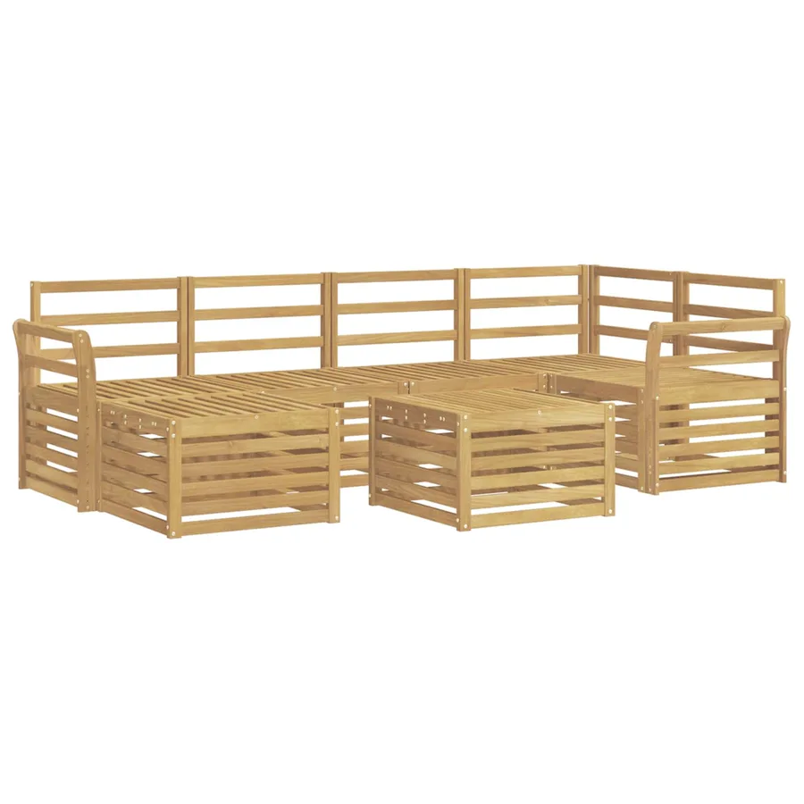 Ensemble de canapés d'extérieur 7 pcs Blanc Polyester - 2