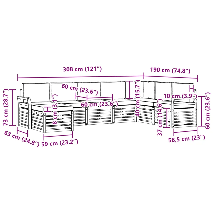 Ensemble de canapés d'extérieur 8 pcs Blanc et anthracite - 7