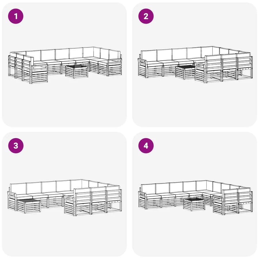 Ensemble de canapés d'extérieur 11 pcs Blanc et anthracite - 7